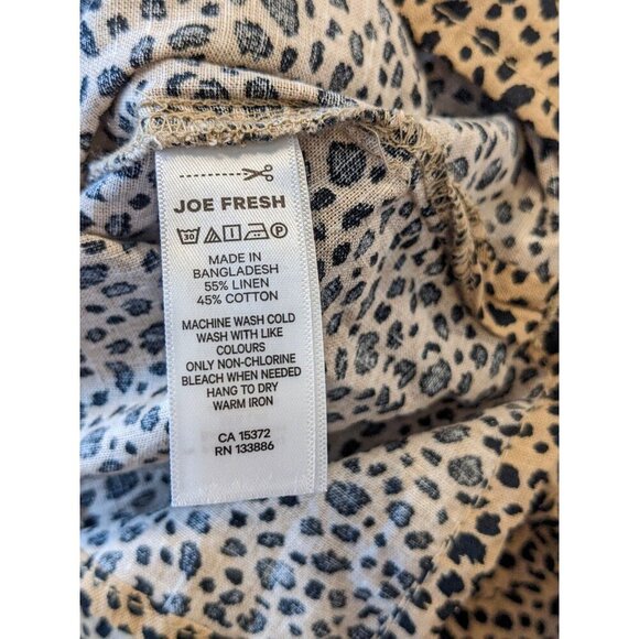 Womens Plus Size 3X Linen Blend Off Shoulder Leopard Top 3/4 Sleeves Tan Black - Picture 6 of 6